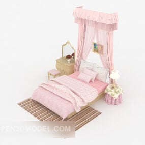 Modern Pink Single Bed 3d model