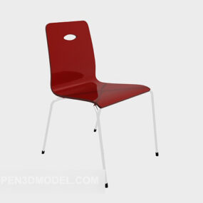 3д модель современного пластикового обеденного стула красного цвета