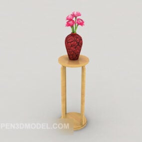 Rak Kayu Pot Bunga Ruang Tamu model 3d