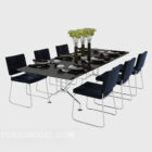 Modern Pure Black Dining Table