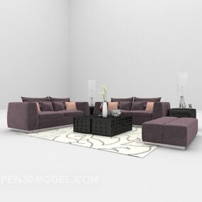 Muebles de sofá morados modernos modelo 3d