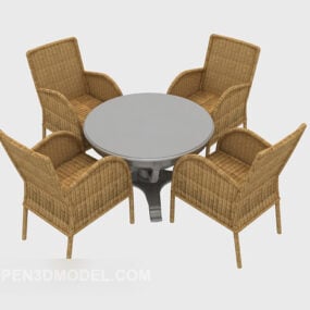 Combinaison de table et de chaise de chaise en rotin moderne modèle 3D