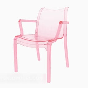 เก้าอี้พลาสติกใส สีชมพู รุ่น 3d