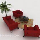 现代红色组合沙发革