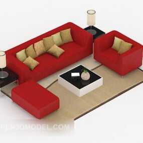 Modern Red Minimalist Sofa 3d model