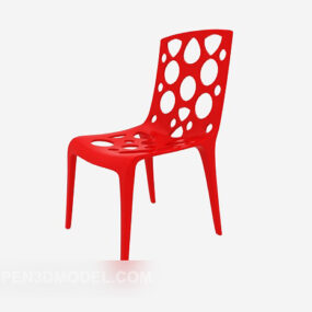 เก้าอี้เลานจ์พลาสติกสีแดงทันสมัยแบบ 3 มิติ
