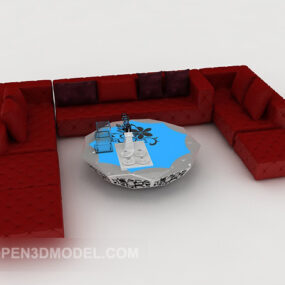 Modern rood eenvoudig bankstel 3D-model