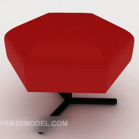 Modern Kırmızı Kanepe Taburesi 3D modeli