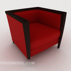 Modern Red Square Single Sofa 3d model