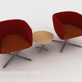 Modern Red Table And Chair 3d model