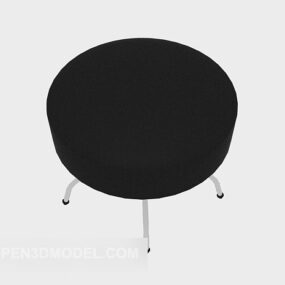 Taburete redondo moderno de cuero negro modelo 3d