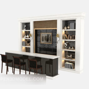 Modern Simple Black And White Display Cabinet 3d model