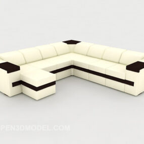 Modello 3d del divano multiplayer moderno semplice in bianco e nero