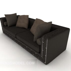 نموذج أريكة حديث بسيط أسود متعدد المقاعد ثلاثي الأبعاد