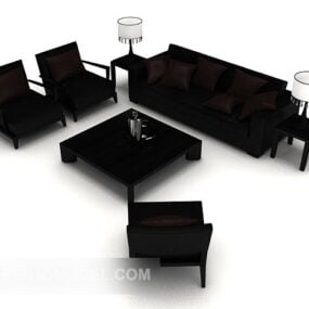 Modernes, einfaches Business-Sofa in schwarzer Farbe, 3D-Modell