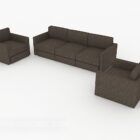 Современный простой темный комбинированный диван