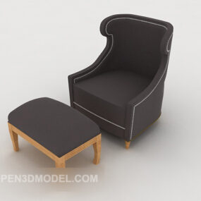 Moderne enkel grå enkelt sofa 3d-model