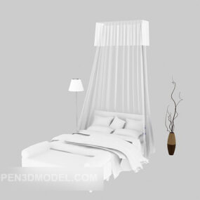 Katil Rumah Ringkas Moden Dengan Tirai Model 3d