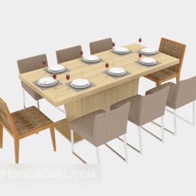 Modern Simple Home Dining Table 3d model