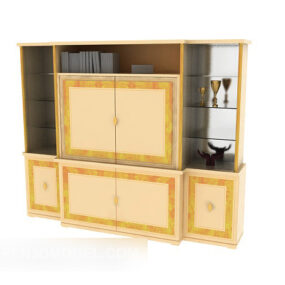 Modern Simple Light Yellow Display Cabinet 3d model