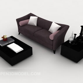 Model 3d Sofa Dobel Ungu Sederhana Modern