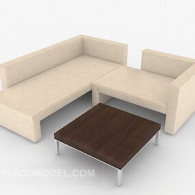 Modern Simple Rice White Multiplayer Sofa 3d model