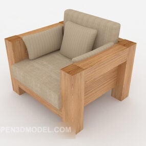 现代简约单人木沙发3d模型
