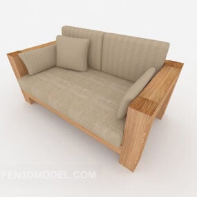 Canapé double moderne simple en bois massif modèle 3D