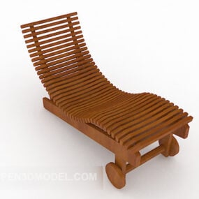 Chaise longue moderne simple en bois massif modèle 3D