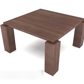 میز قهوه مربع ساده مدل گردویی سه بعدی مدرن