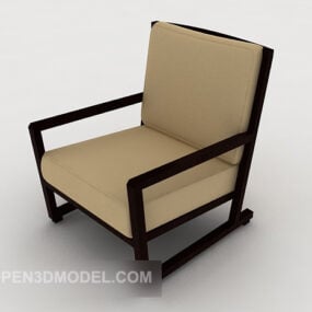 Modern Simple Wooden Single Sofa 3d model