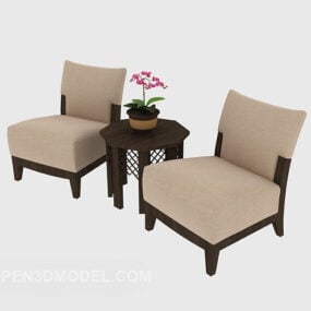 Moderní jednoduchý dřevěný stůl a židle 3d model