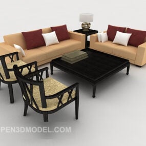 Modern Simple Yellow Sofa 3d model