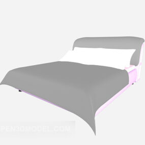 3д модель Современная мягкая кровать серого цвета с одеялом