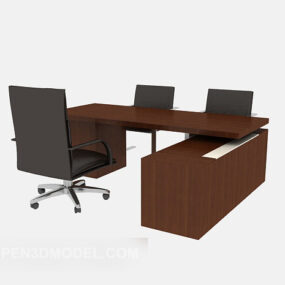 Modern Solid Wood Desk 3d model