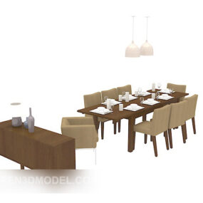 Modern Solid Wood Home Dining Table 3d model