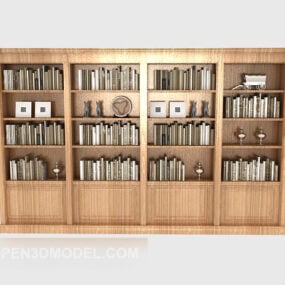 モダンな無垢材の大きな本棚3Dモデル