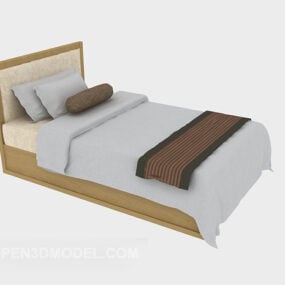 Modern Solid Wood Single Bed 3d model