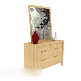 Modern Solid Wood Yellow Side Cabinet 3d model