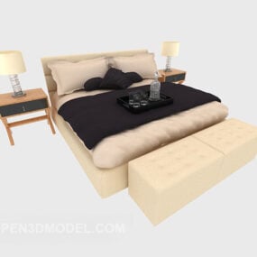 3д модель современного сплит-дома с двуспальной кроватью