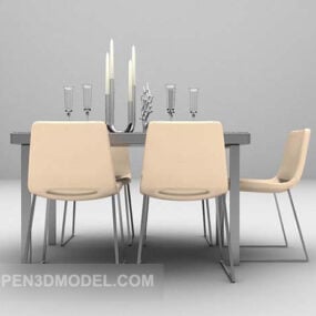 Moderne Lejlighed Spisebord Stol Sæt 3d model