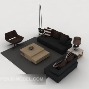 Moderni tyyli ruskea sohvasarja 3d-malli