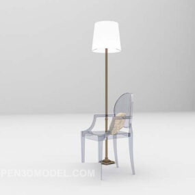 Modern Style Chair With Lamp 3d model