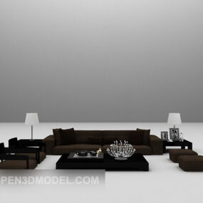 Modern Style Black Sofa Large Size V1 3d model