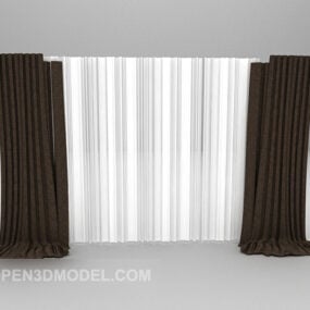 现代风格窗帘两层3d模型
