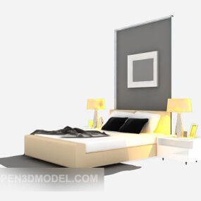 Modern Decor Double Bed With Carpet 3d model