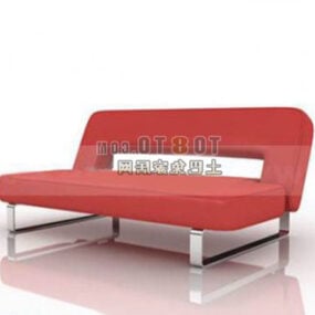 3д модель двуспального дивана в современном стиле красного цвета