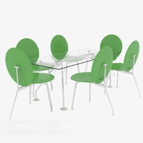 เก้าอี้โต๊ะรับประทานอาหารกระจกสไตล์โมเดิร์นโมเดล 3 มิติ