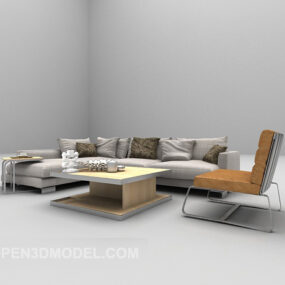 Modern Style Grey Sofa Set 3d model