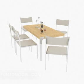 Set Meja Kursi Ruang Makan Rustic model 3d